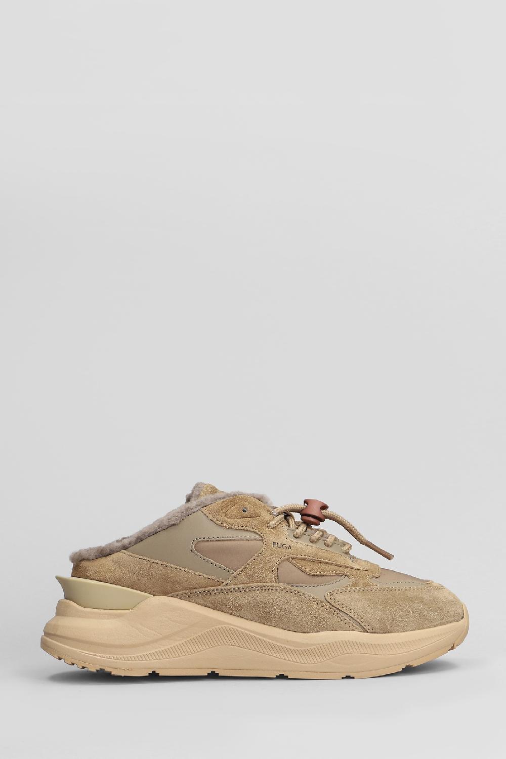 Deliberti D.a.t.e. Sneakers fuga sabot in camoscio e tessuto cuoio naturale cod. 407538 - Deliberti The Luxury Shopping