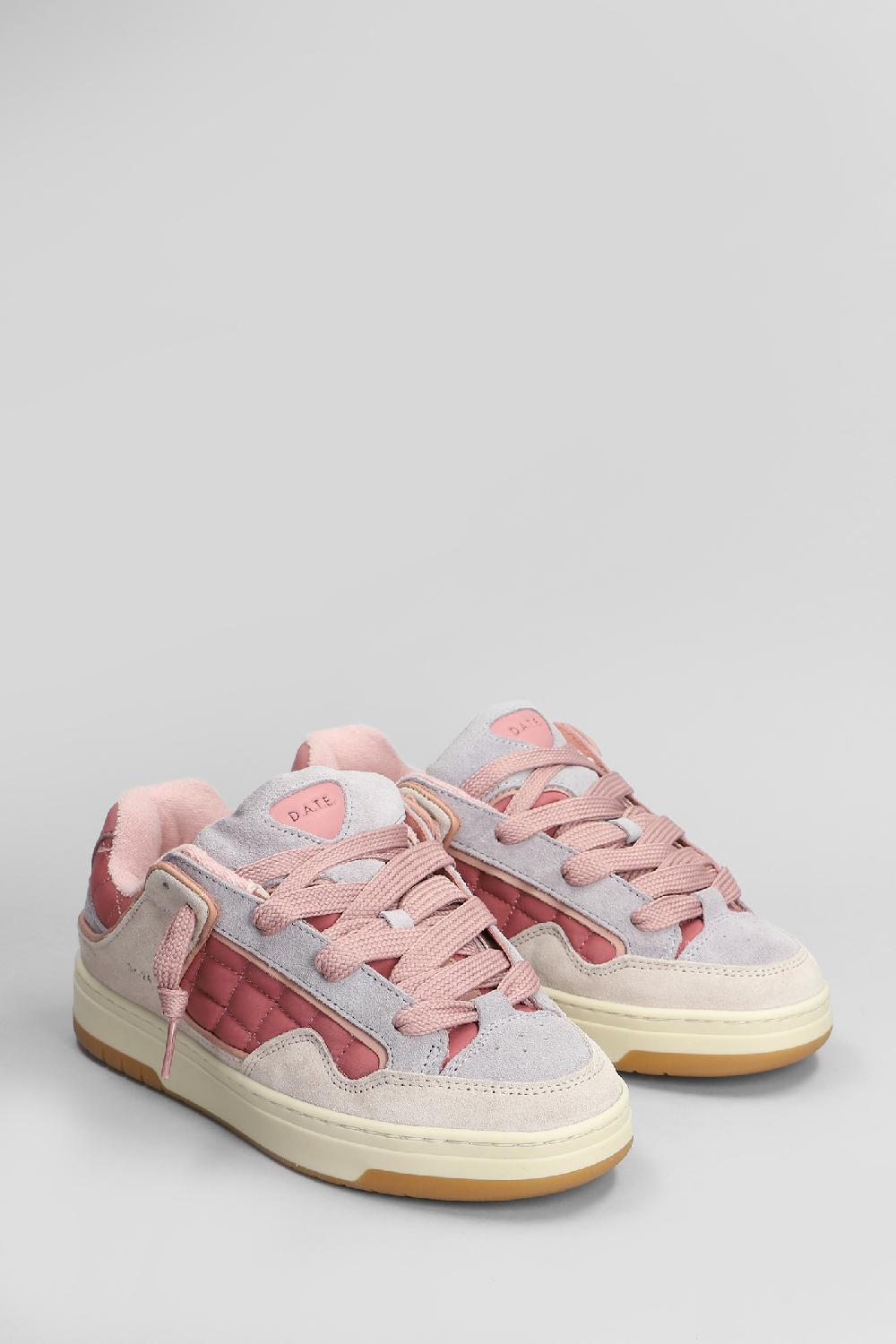 Deliberti D.a.t.e. Sneakers Skate In Camoscio E Tessuto Rosa Cod. 408195 - Deliberti The Luxury Shopping