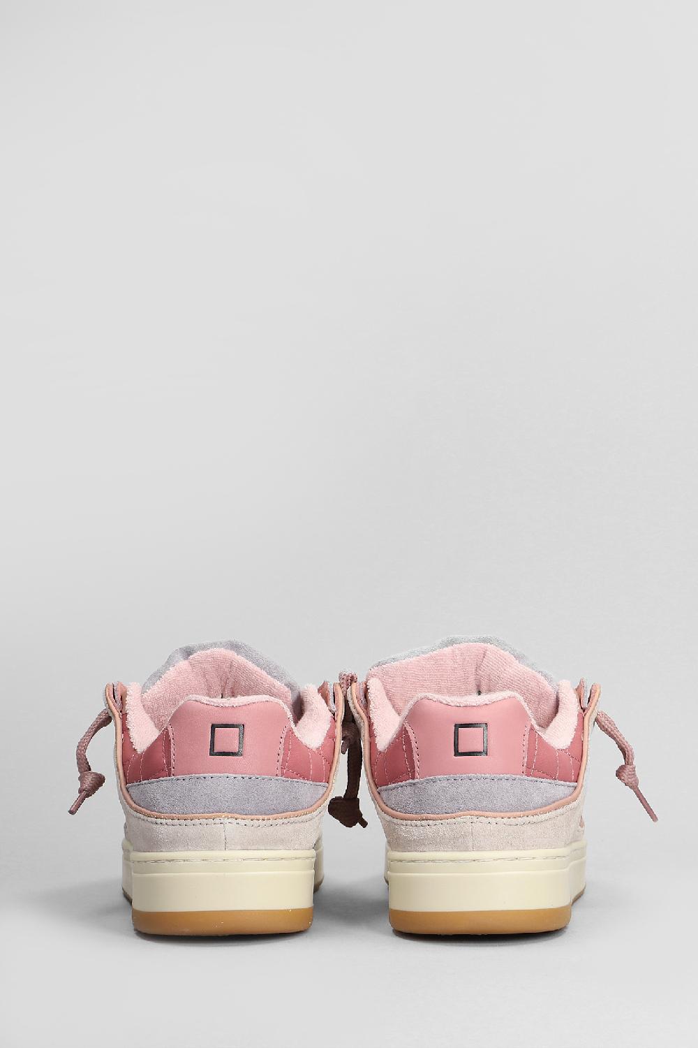 Deliberti D.a.t.e. Sneakers Skate In Camoscio E Tessuto Rosa Cod. 408195 - Deliberti The Luxury Shopping