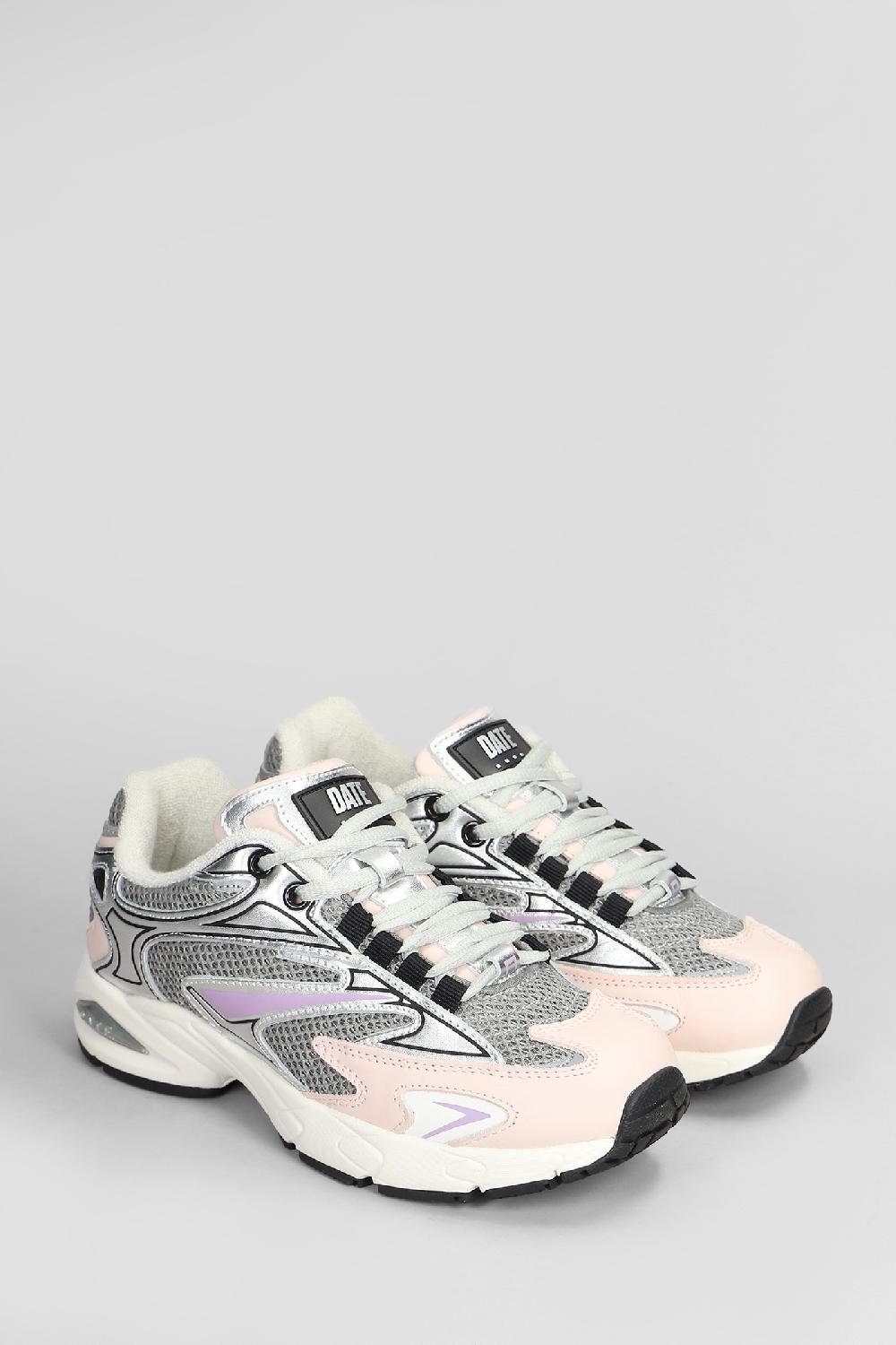 Deliberti D.a.t.e. Sneakers Sn23 In Pelle E Tessuto Argento Cod. 408506 - Deliberti The Luxury Shopping