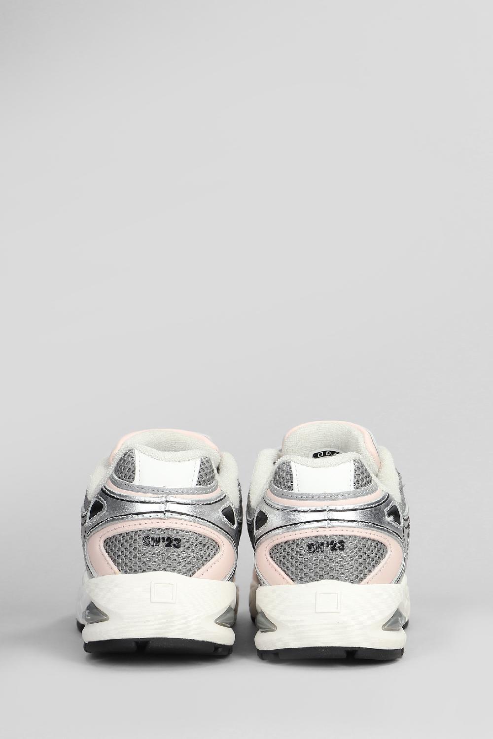 Deliberti D.a.t.e. Sneakers Sn23 In Pelle E Tessuto Argento Cod. 408506 - Deliberti The Luxury Shopping