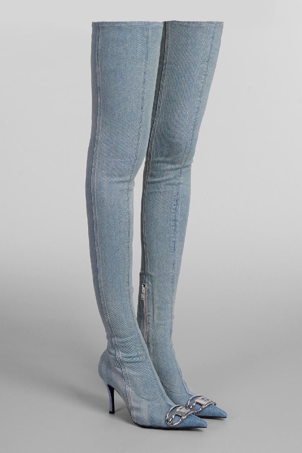 Deliberti Diesel Stivali Tacco Alto Venus D In Denim Celeste Cod. 403947 - Deliberti The Luxury Shopping