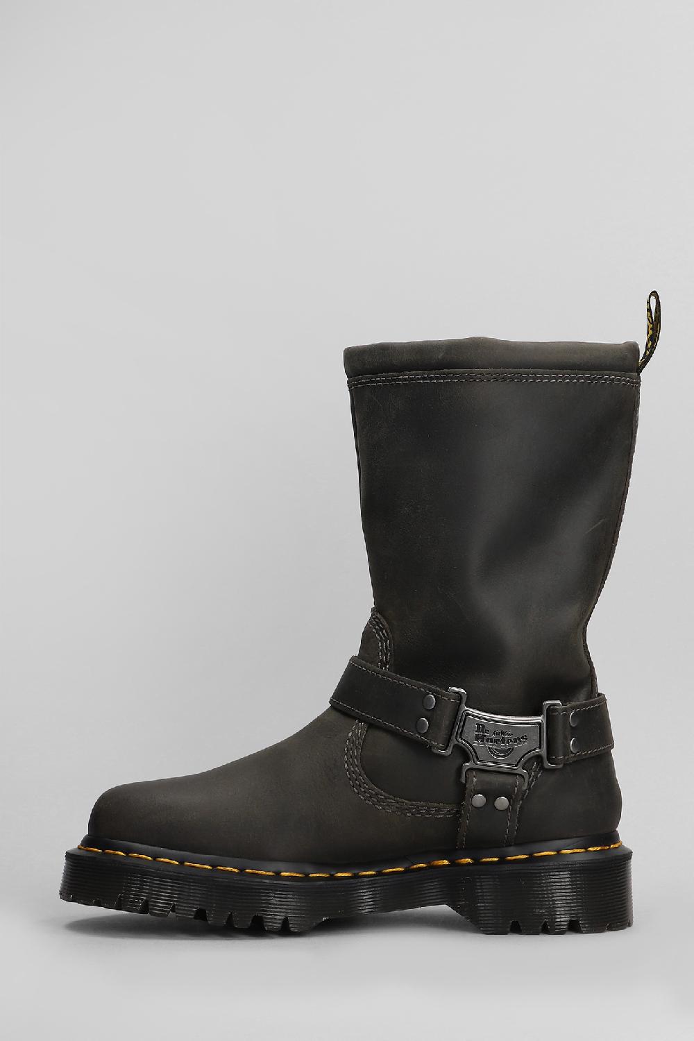 Deliberti Dr. Martens Tronchetti Tacco Basso Anistone Hi In Pelle Grigia Cod. 407258 - Deliberti The Luxury Shopping