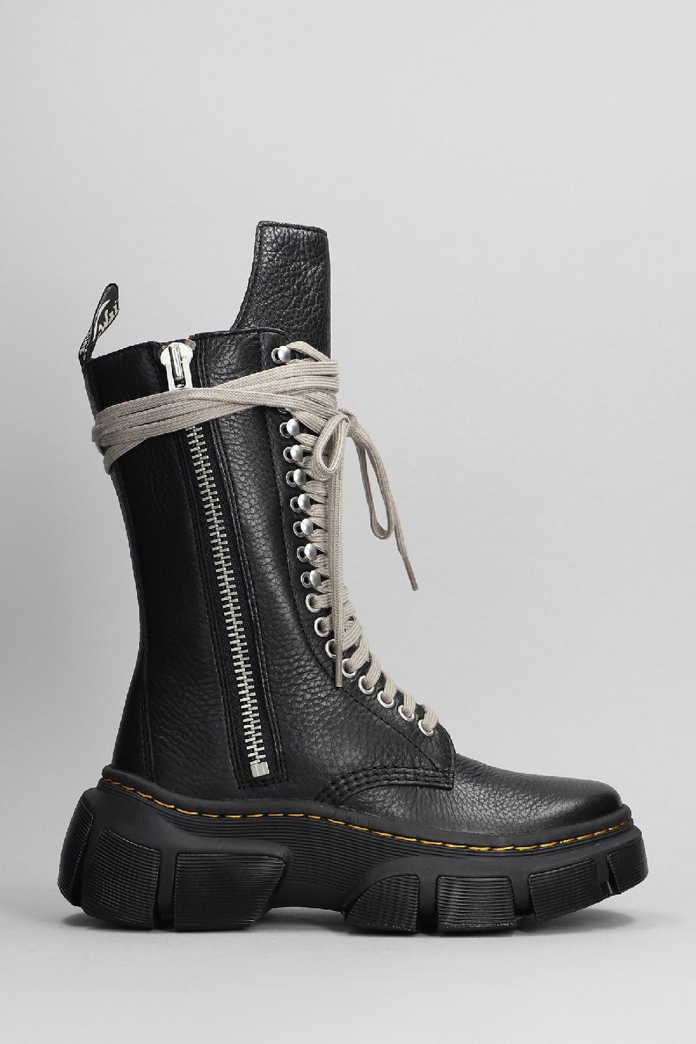 Deliberti Dr.Martens x Rick Owens Anfibi dmxl length boot in pelle nera cod. 397383 - Deliberti The Luxury Shopping