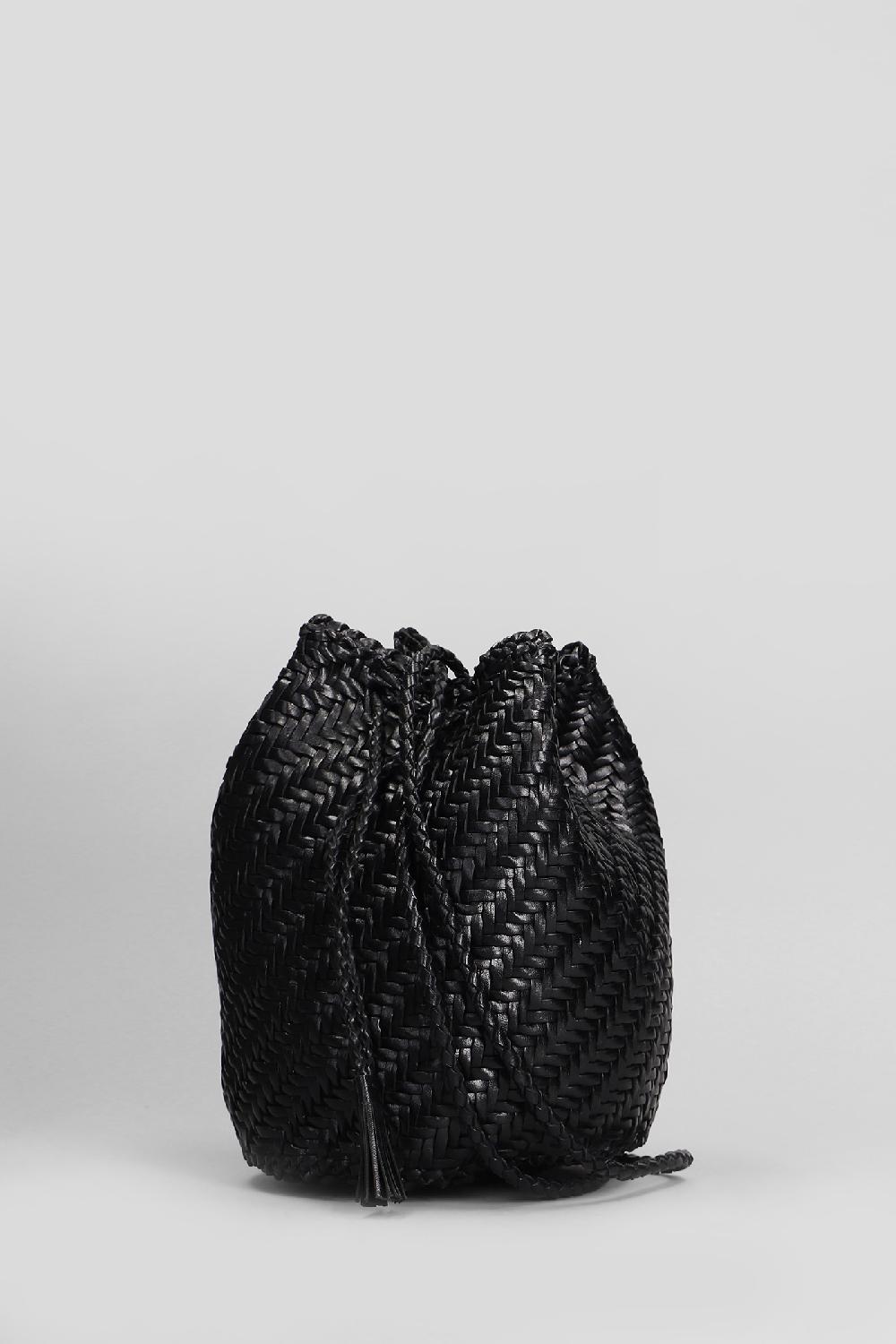 Deliberti Dragon Diffusion Borsa A Spalla Pompom Double Jump In Pelle Nera Cod. 409993 - Deliberti The Luxury Shopping