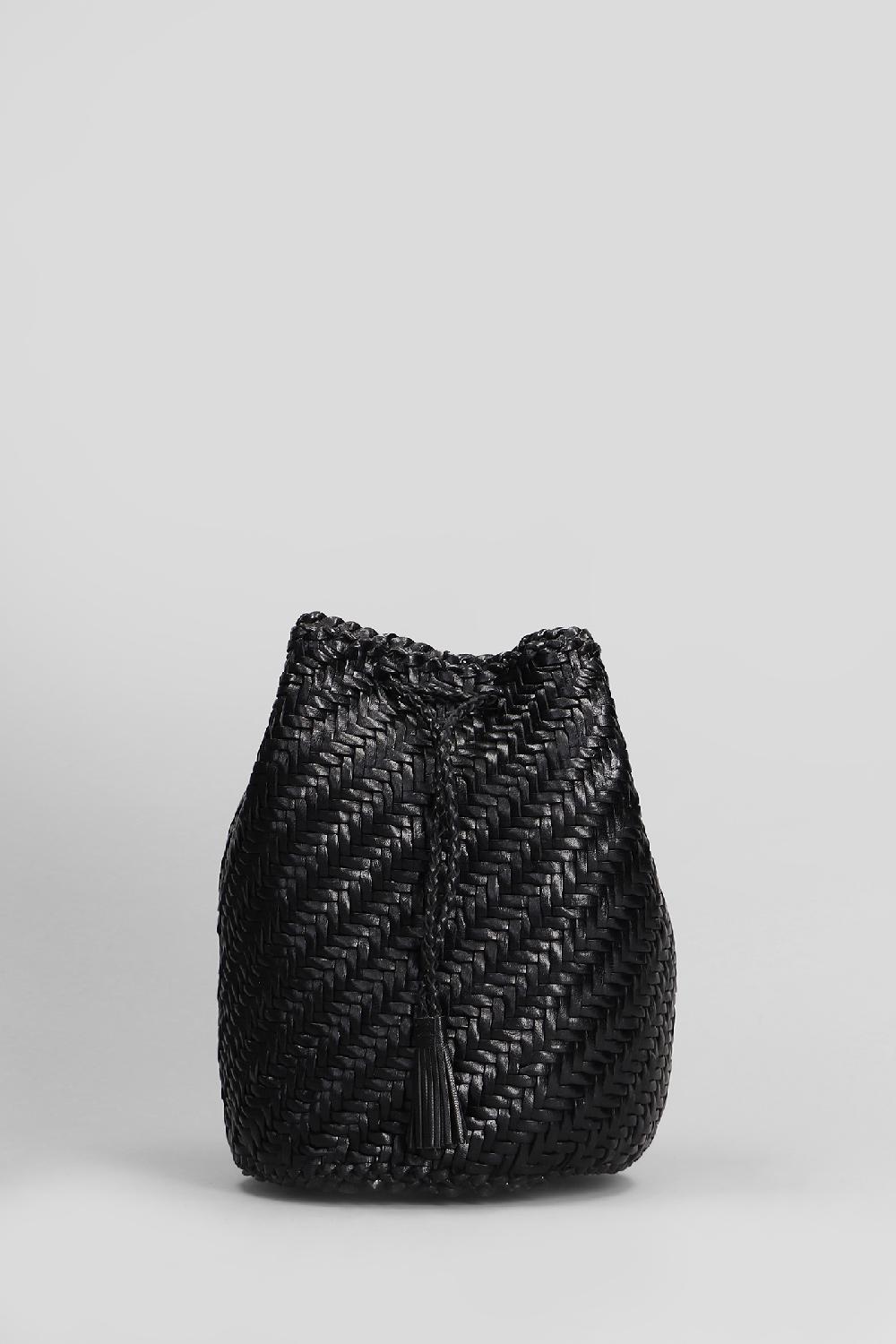 Deliberti Dragon Diffusion Borsa A Spalla Pompom Double Jump In Pelle Nera Cod. 409993 - Deliberti The Luxury Shopping