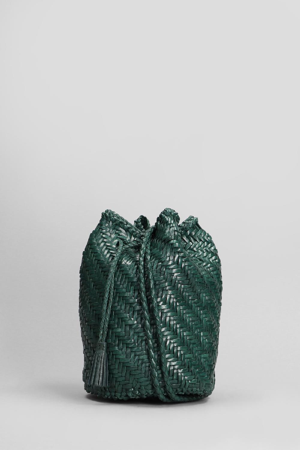 Deliberti Dragon Diffusion Borsa A Spalla Pompom Double Jump In Pelle Verde Cod. 409994 - Deliberti The Luxury Shopping