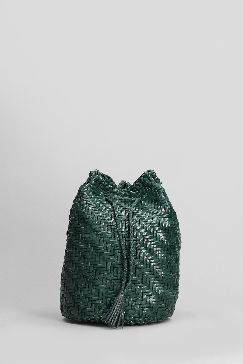 Deliberti Dragon Diffusion Borsa A Spalla Pompom Double Jump In Pelle Verde Cod. 409994 - Deliberti The Luxury Shopping