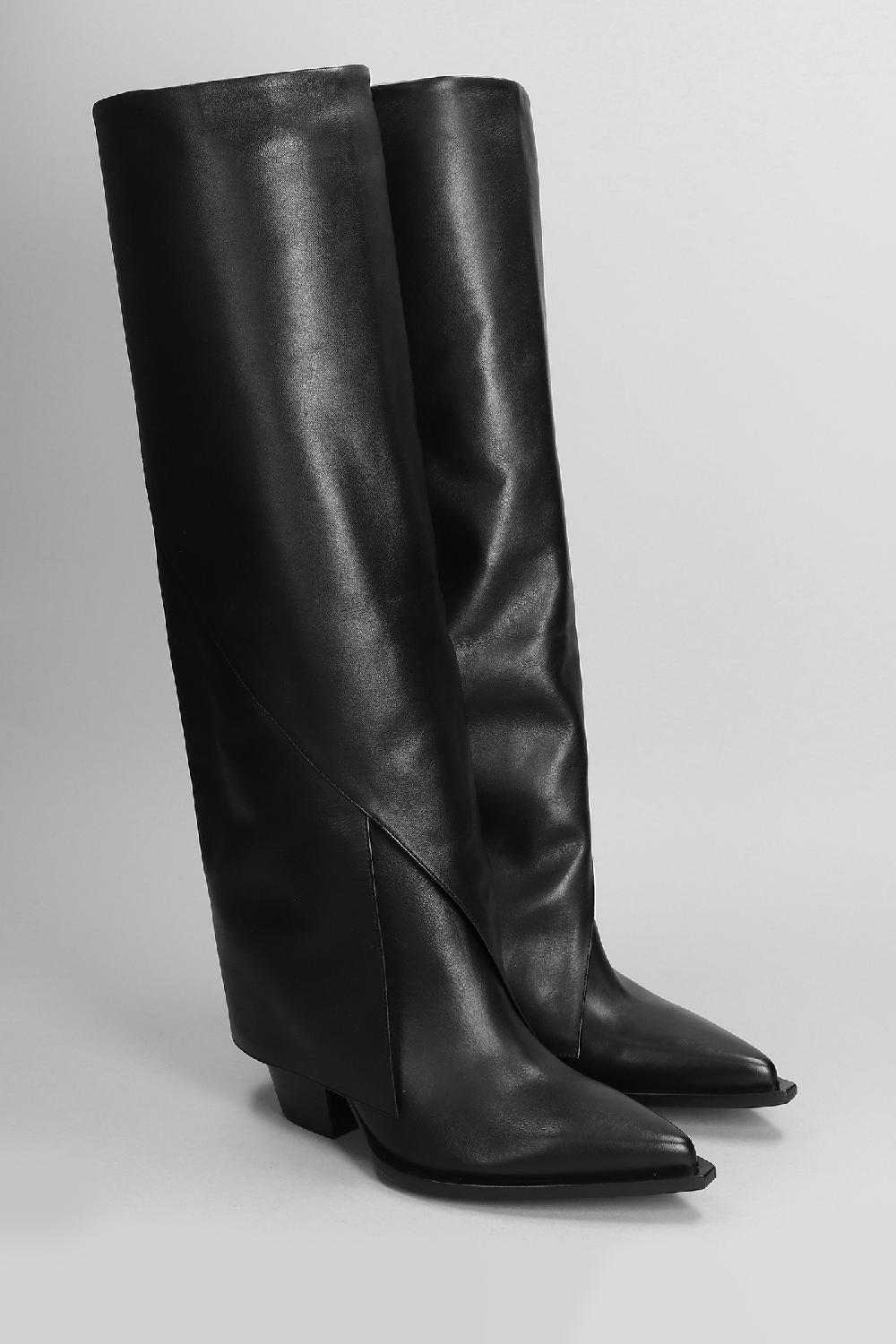 Deliberti Elena Iachi Stivali Texani In Pelle Nera Cod. 403383 - Deliberti The Luxury Shopping