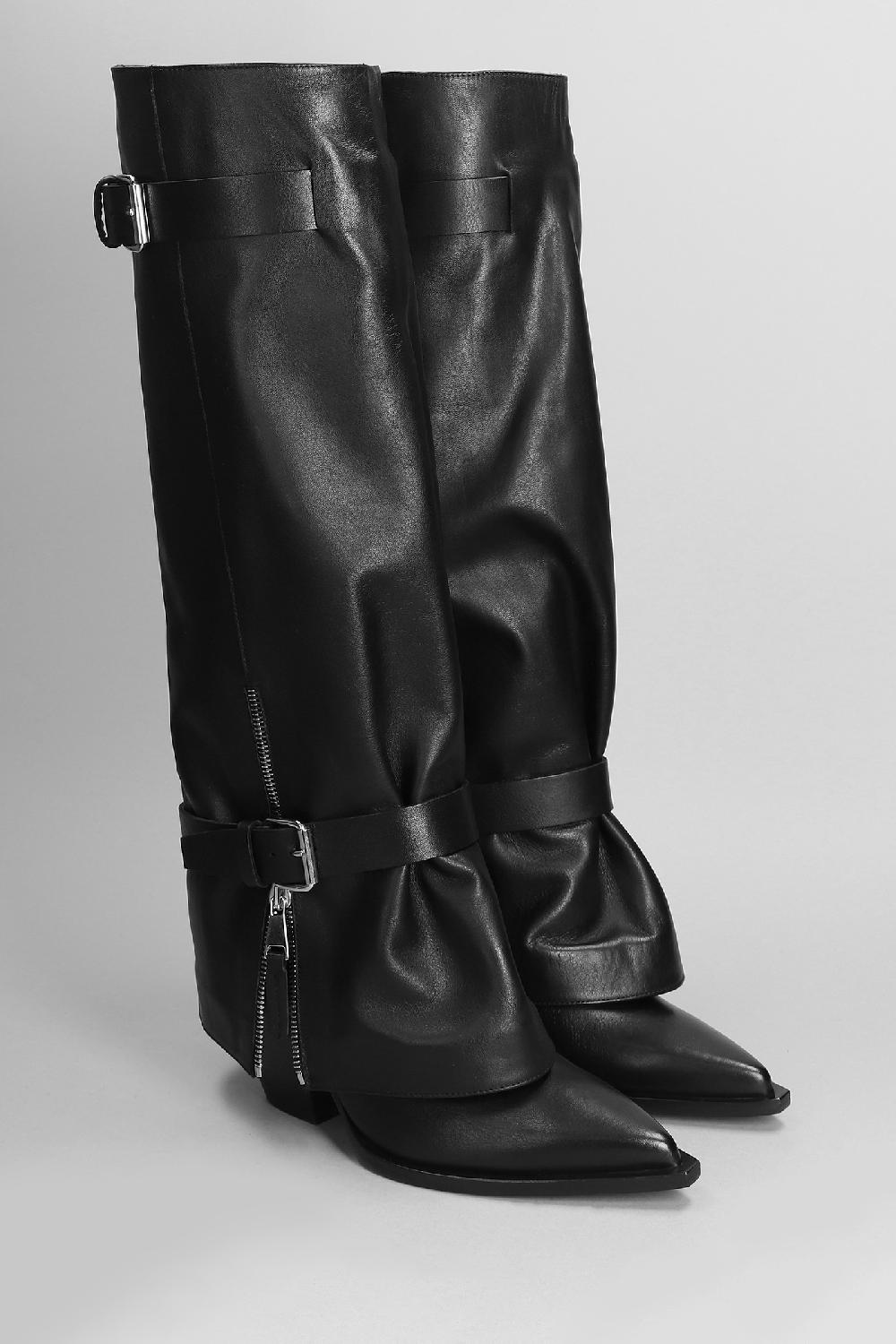 Deliberti Elena Iachi Stivali Texani In Pelle Nera Cod. 403385 - Deliberti The Luxury Shopping