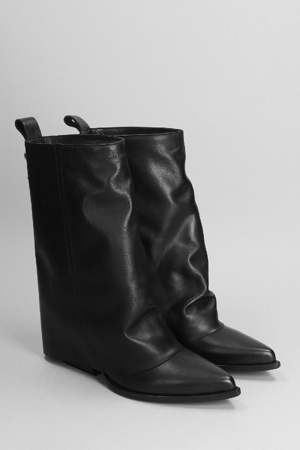 Deliberti Elena Iachi Tronchetti Texani In Pelle Nera Cod. 403384 - Deliberti The Luxury Shopping