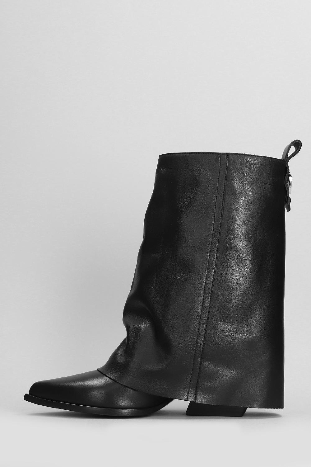 Deliberti Elena Iachi Tronchetti Texani In Pelle Nera Cod. 403384 - Deliberti The Luxury Shopping
