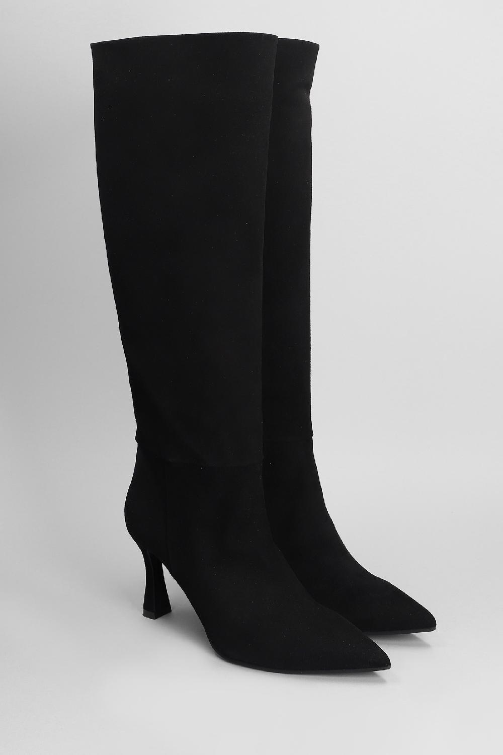 Deliberti Evaluna Stivali Tacco Alto In Camoscio Nero Cod. 402501 - Deliberti The Luxury Shopping