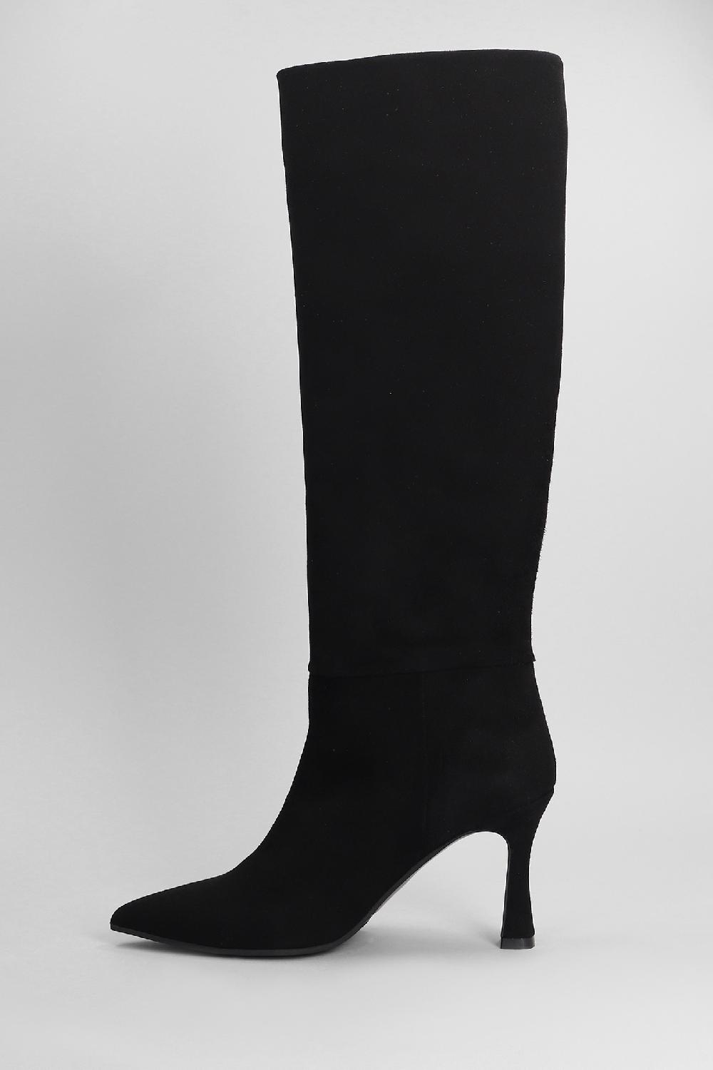 Deliberti Evaluna Stivali Tacco Alto In Camoscio Nero Cod. 402501 - Deliberti The Luxury Shopping