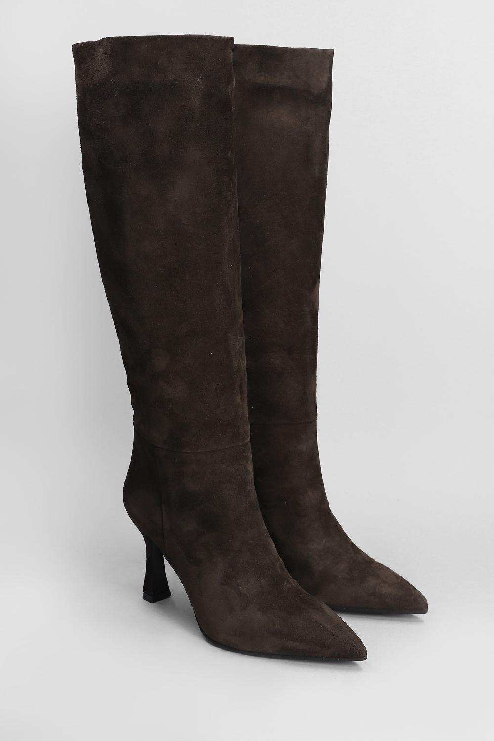Deliberti Evaluna Stivali Tacco Alto In Camoscio Testa Di Moro Cod. 404641 - Deliberti The Luxury Shopping