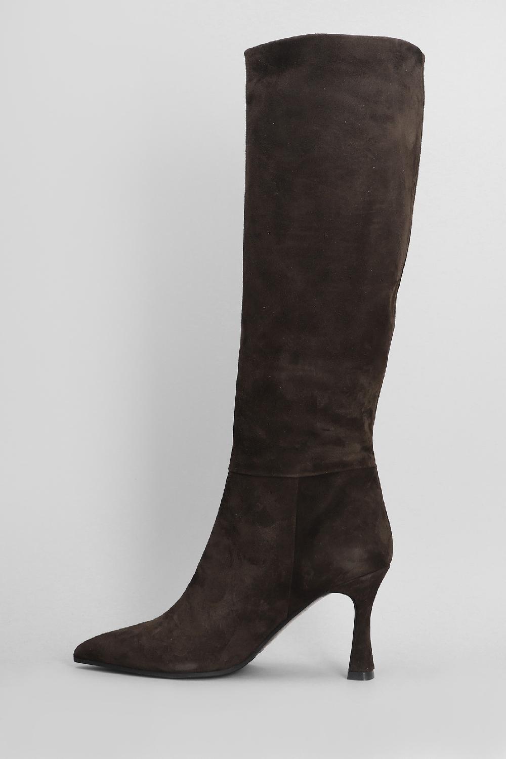 Deliberti Evaluna Stivali Tacco Alto In Camoscio Testa Di Moro Cod. 404641 - Deliberti The Luxury Shopping