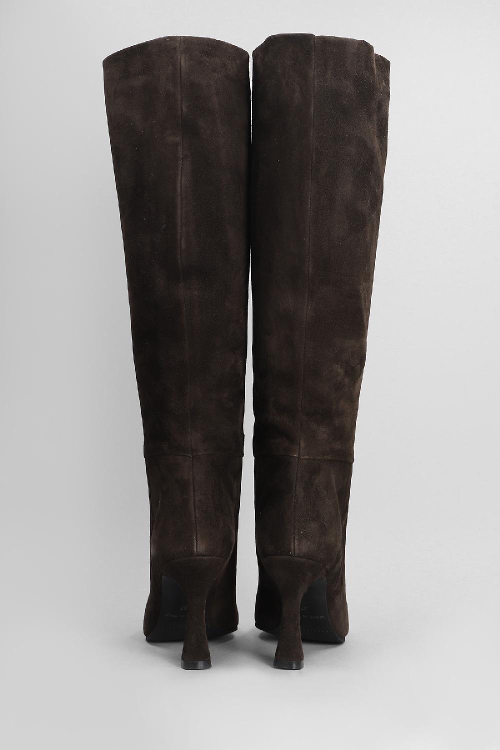 Deliberti Evaluna Stivali Tacco Alto In Camoscio Testa Di Moro Cod. 404641 - Deliberti The Luxury Shopping