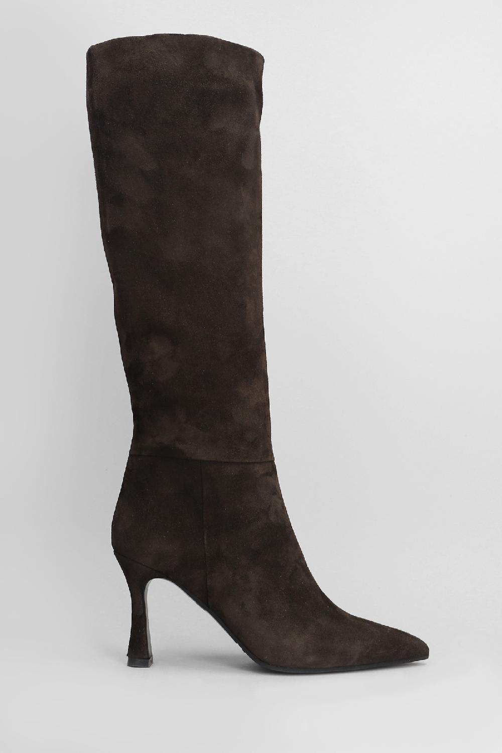 Deliberti Evaluna Stivali tacco alto in camoscio testa di moro cod. 404641 - Deliberti The Luxury Shopping