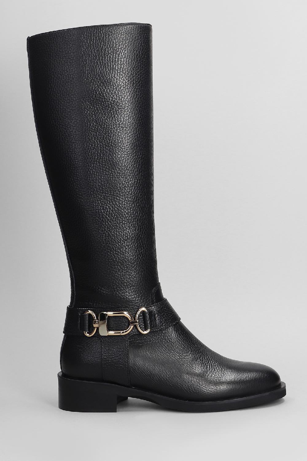 Deliberti Evaluna Stivali tacco basso in pelle nera cod. 402497 - Deliberti The Luxury Shopping