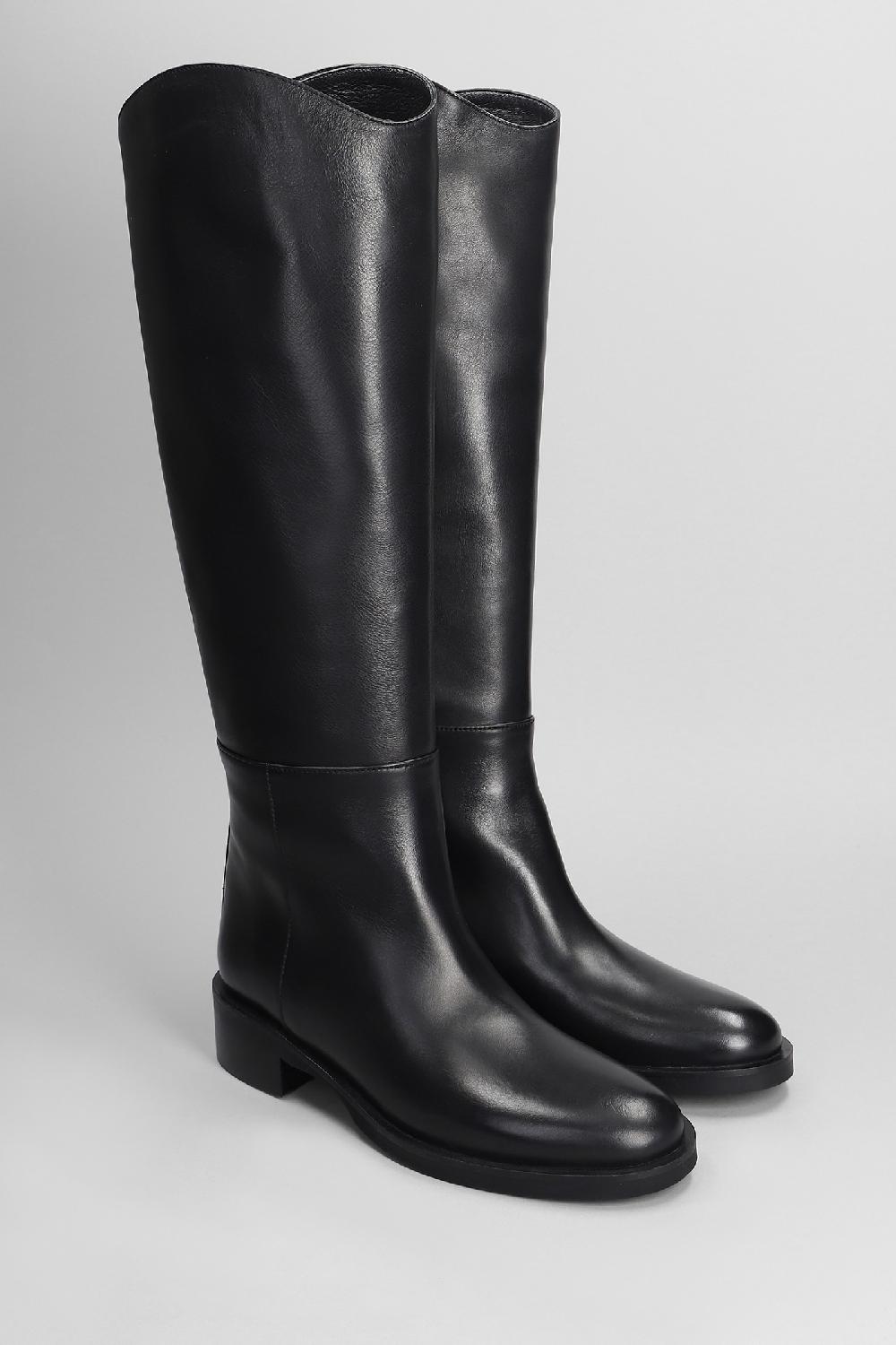 Deliberti Evaluna Stivali Tacco Basso In Pelle Nera Cod. 402511 - Deliberti The Luxury Shopping