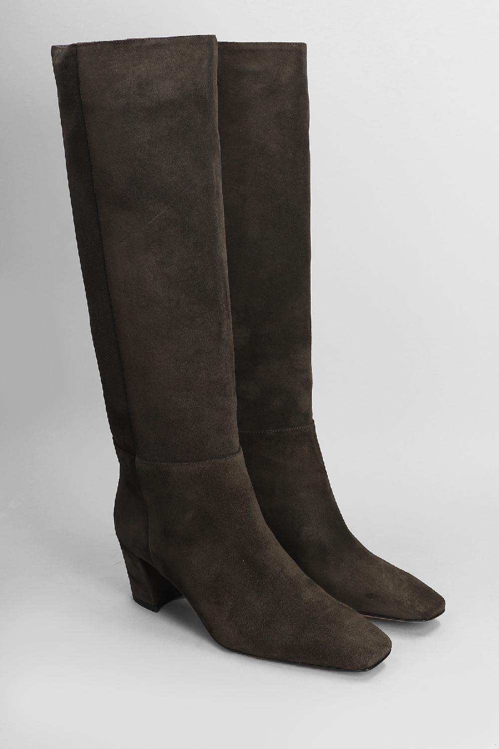 Deliberti Fabio Rusconi Stivali Tacco Alto In Camoscio Testa Di Moro Cod. 405121 - Deliberti The Luxury Shopping