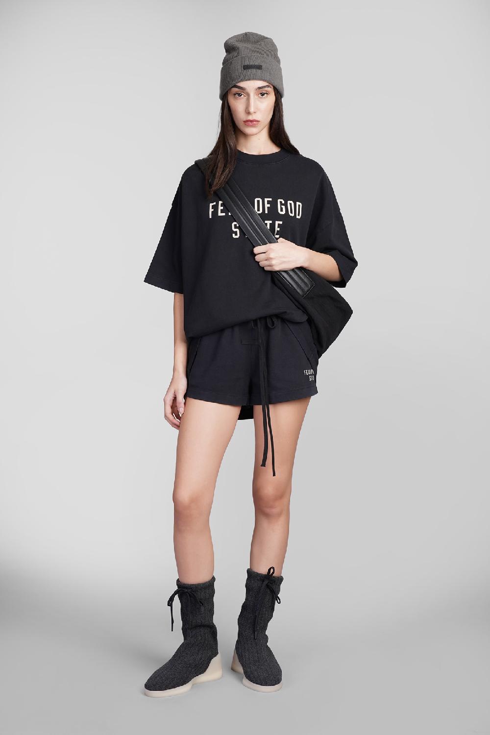 Deliberti Fear Of God Essentials Shorts In Cotone Nero Cod. 409705 - Deliberti The Luxury Shopping