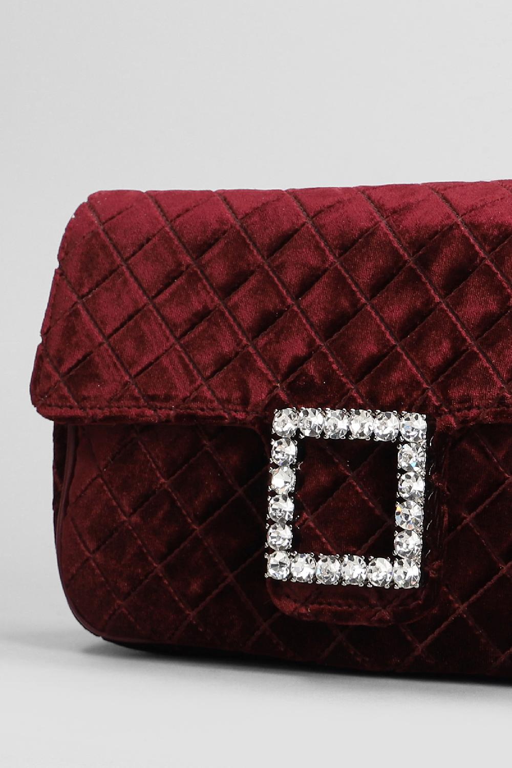 Deliberti Festa Borsa A Spalla Lunette In Velluto Bordeaux Cod. 406145 - Deliberti The Luxury Shopping