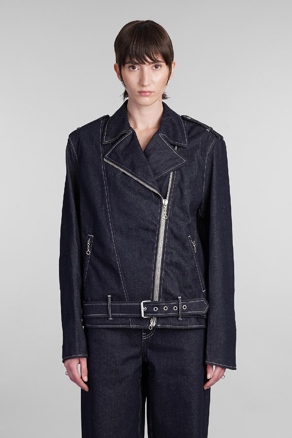 Deliberti Fiorucci Giacca biker in cotone blu cod. 401885 - Deliberti The Luxury Shopping