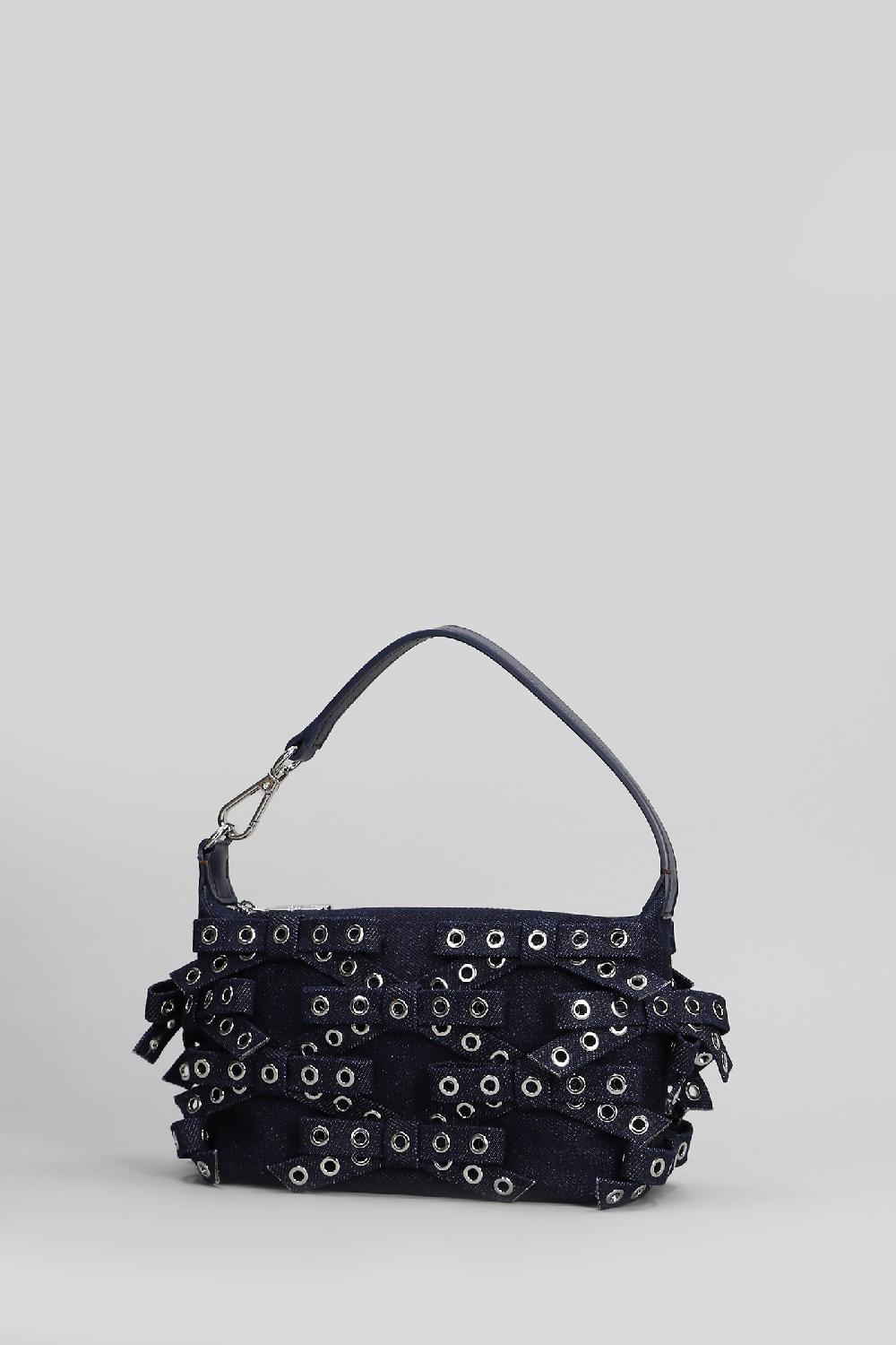 Deliberti Ganni Borsa A Mano Butterfly Small In Cotone Blu Cod. 409923 - Deliberti The Luxury Shopping