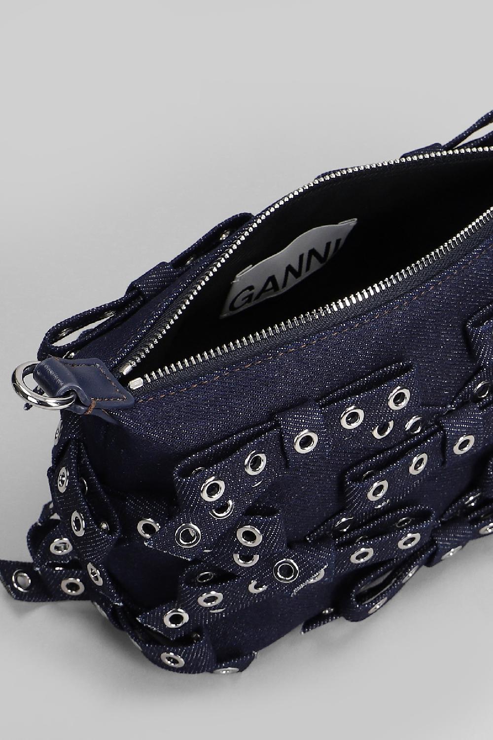 Deliberti Ganni Borsa A Mano Butterfly Small In Cotone Blu Cod. 409923 - Deliberti The Luxury Shopping