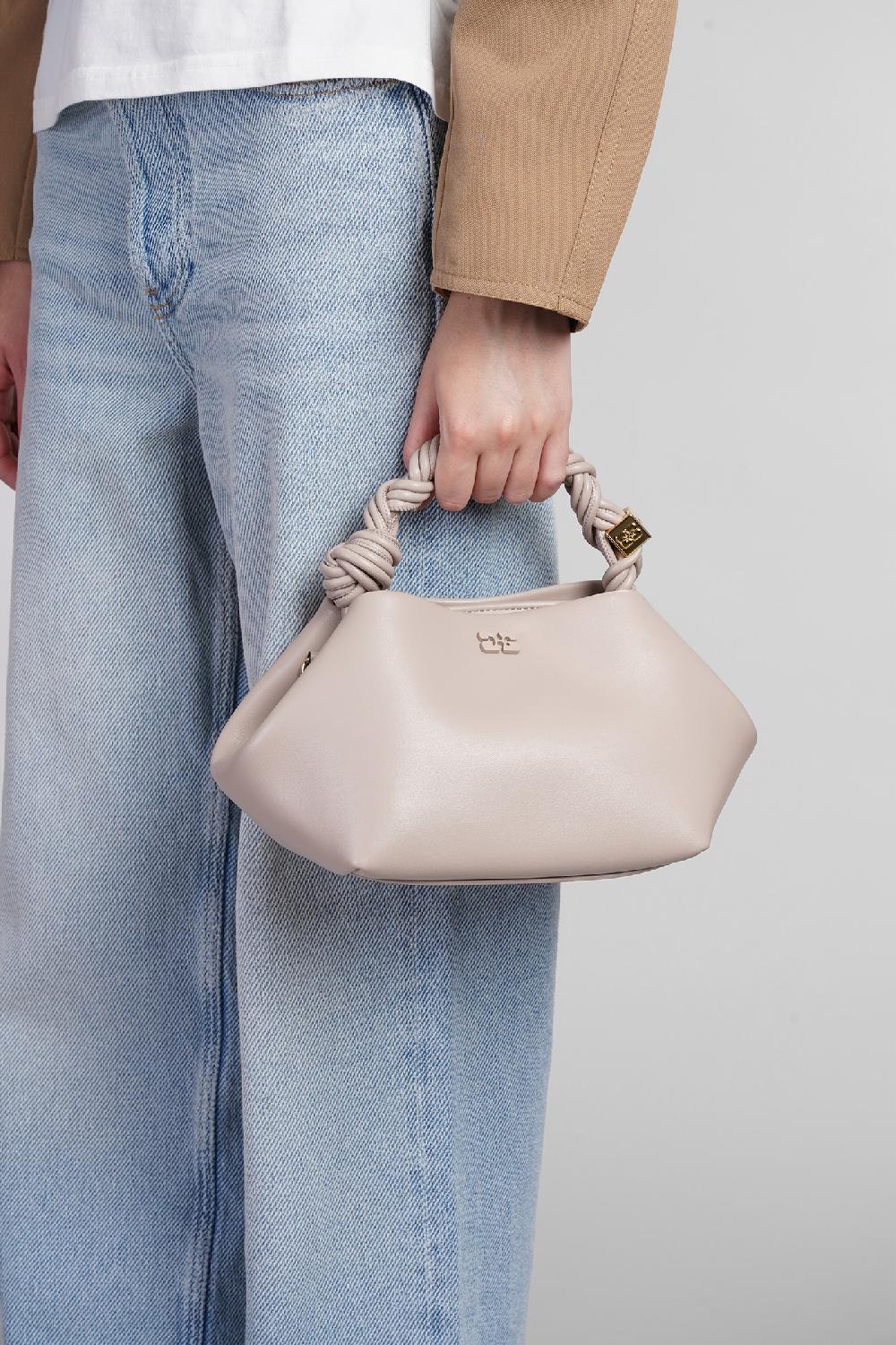 Deliberti Ganni Borsa A Spalla Bou Bag Small In Pelle Grigia Cod. 403477 - Deliberti The Luxury Shopping