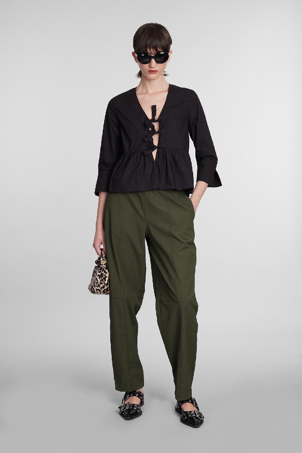 Deliberti Ganni Pantalone In Cotone Verde Cod. 397203 - Deliberti The Luxury Shopping