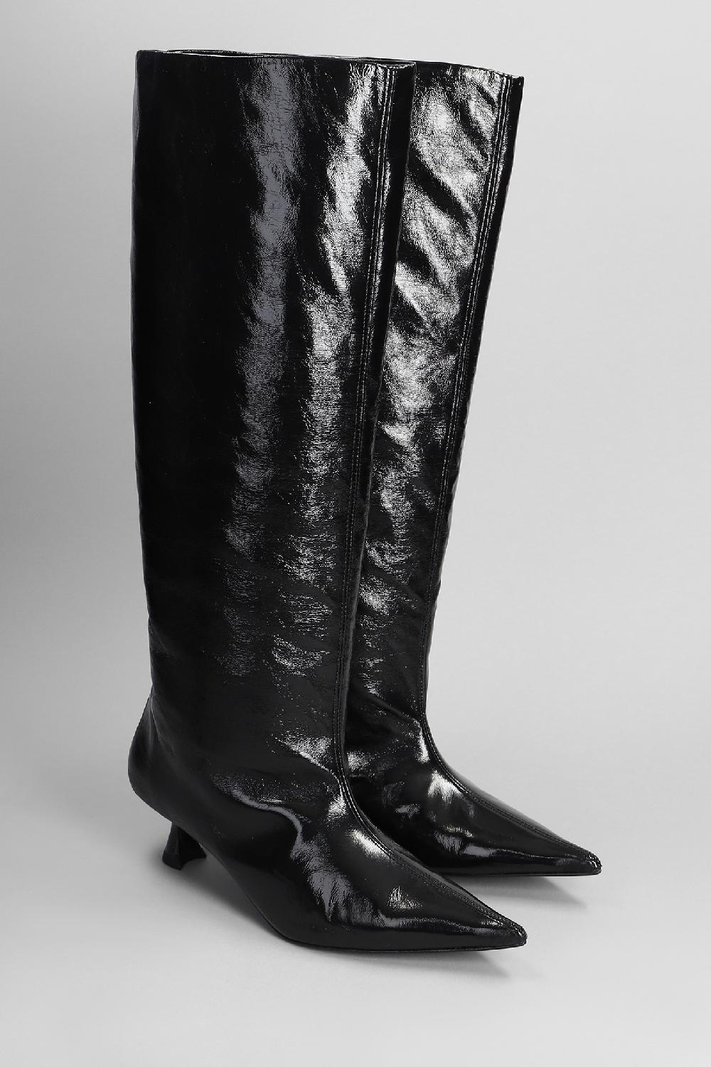 Deliberti Ganni Stivali Tacco Basso In Poliestere Nero Cod. 395090 - Deliberti The Luxury Shopping