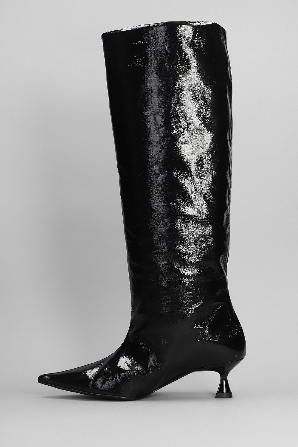 Deliberti Ganni Stivali Tacco Basso In Poliestere Nero Cod. 395090 - Deliberti The Luxury Shopping