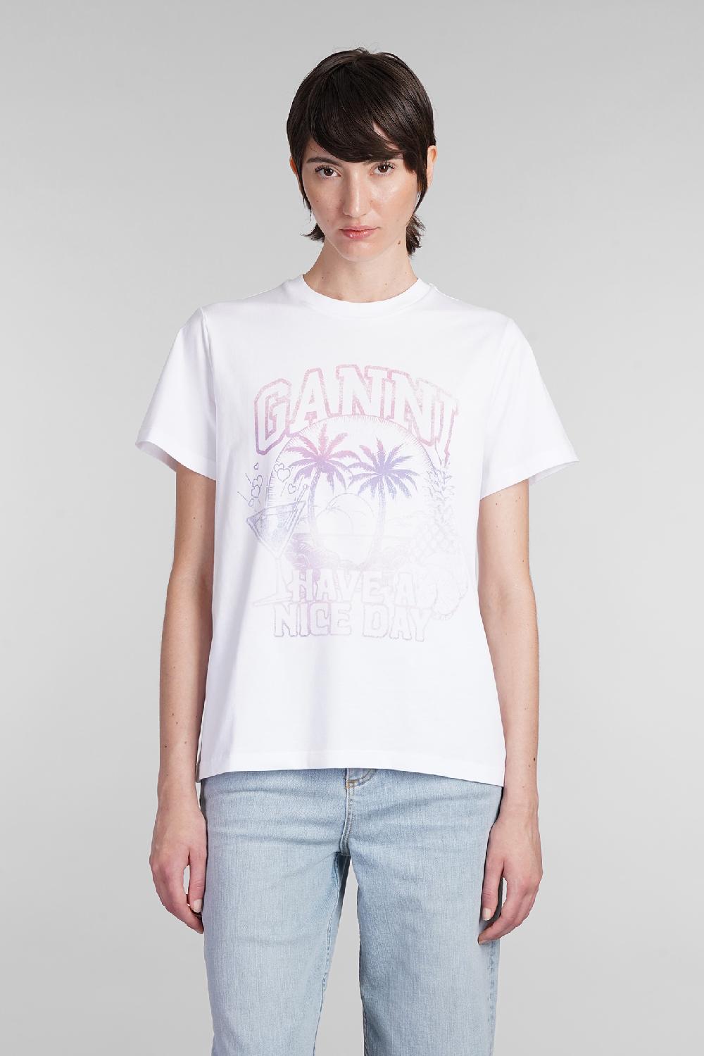 Deliberti Ganni T-shirt in cotone bianco cod. 403452 - Deliberti The Luxury Shopping