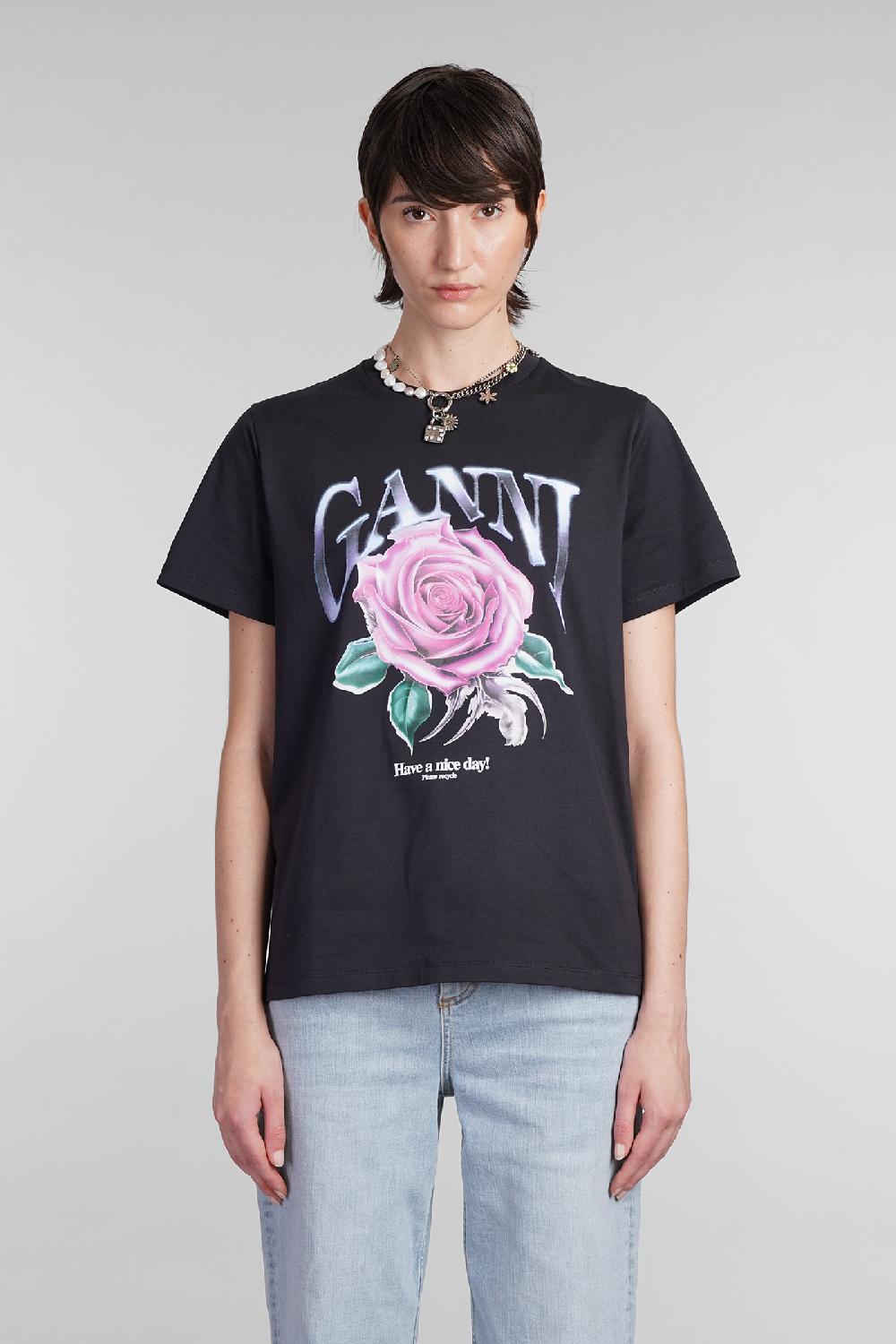 Deliberti Ganni T-shirt in cotone nero cod. 403421 - Deliberti The Luxury Shopping