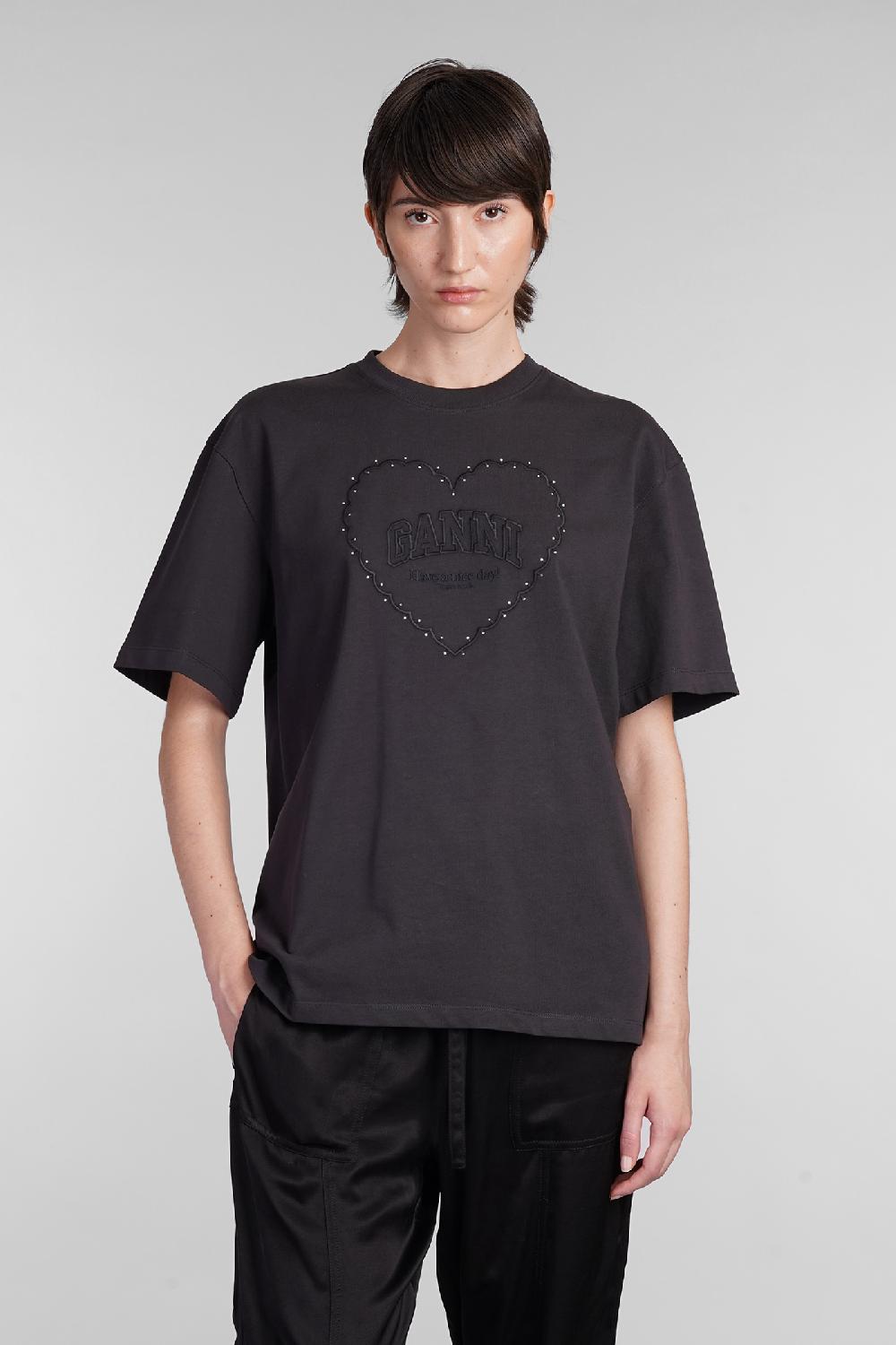 Deliberti Ganni T-shirt in cotone nero cod. 403425 - Deliberti The Luxury Shopping