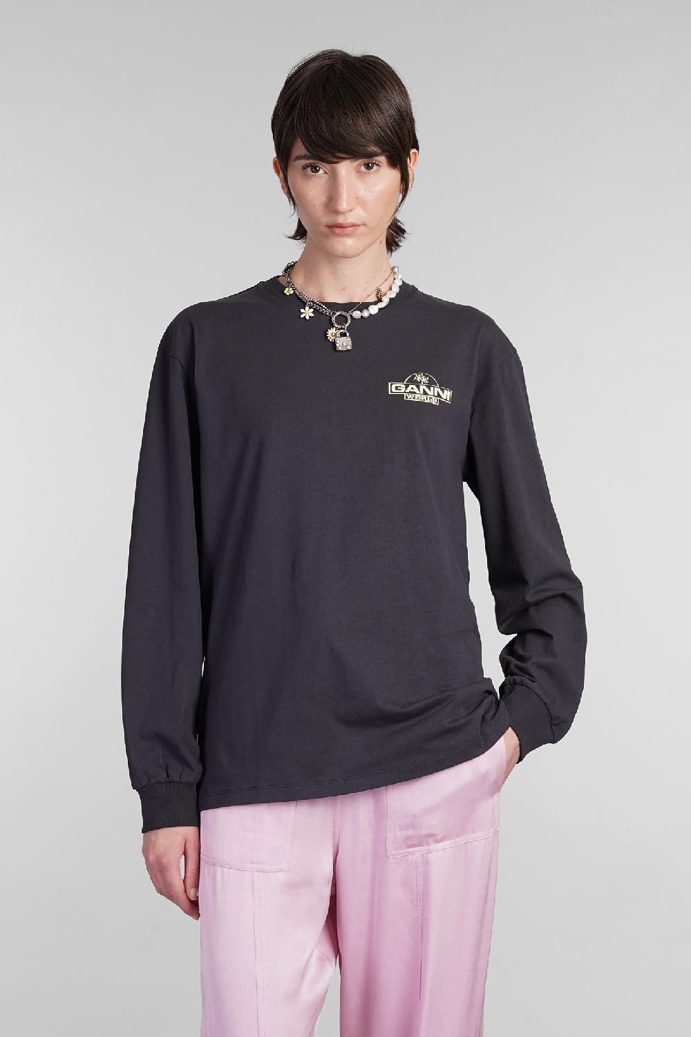 Deliberti Ganni T-shirt in cotone nero cod. 403455 - Deliberti The Luxury Shopping