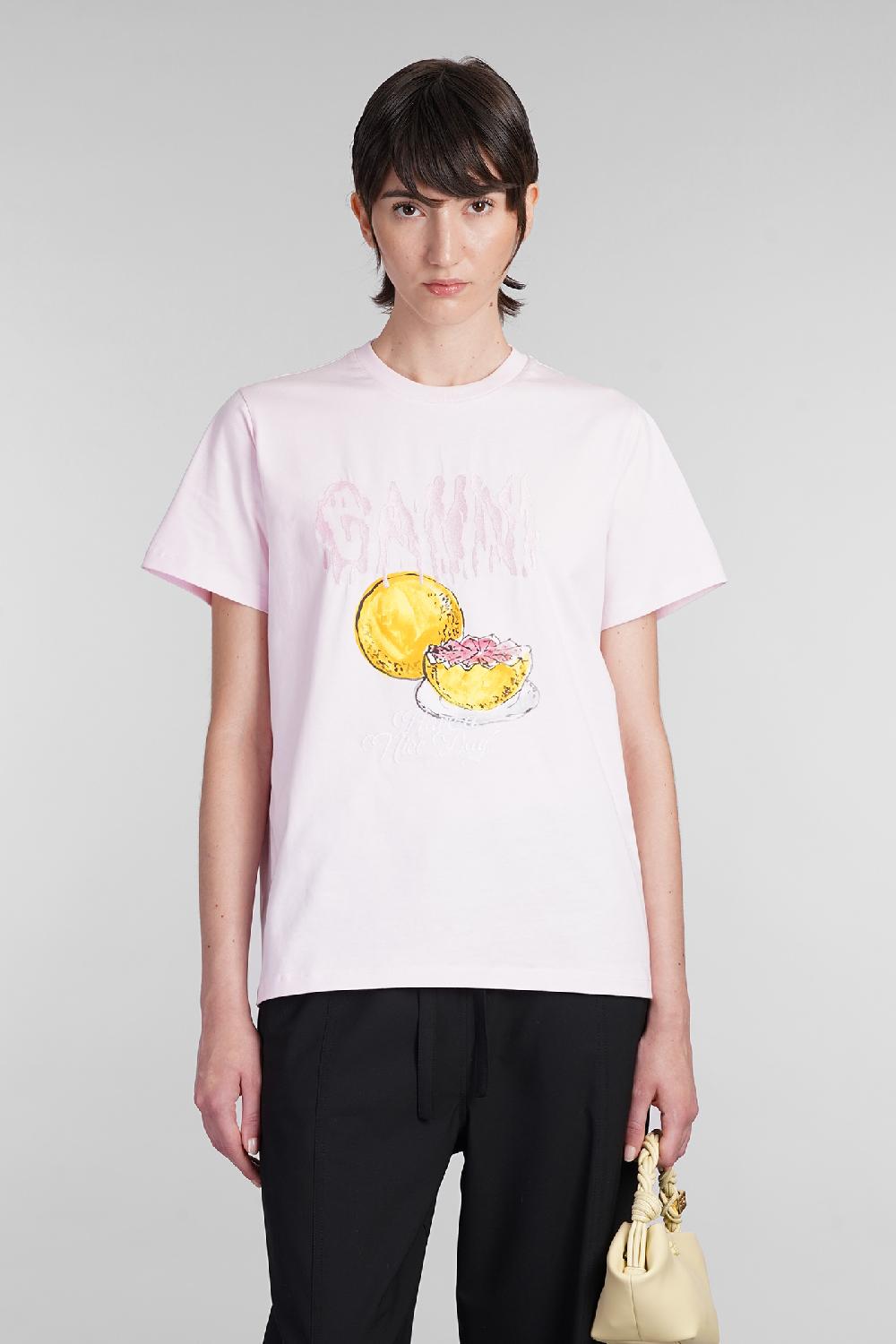 Deliberti Ganni T-shirt in cotone rosa cod. 403423 - Deliberti The Luxury Shopping