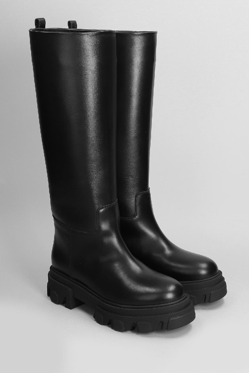 Deliberti Giaborghini Stivali Tacco Basso Perni 07 In Pelle Nera Cod. 403933 - Deliberti The Luxury Shopping