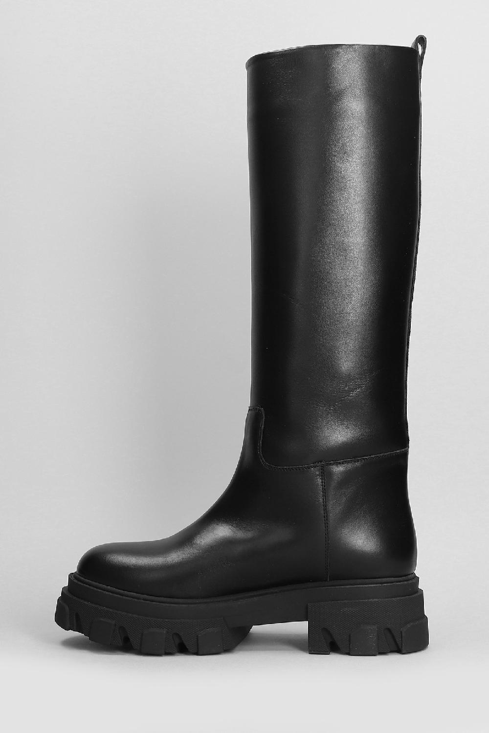 Deliberti Giaborghini Stivali Tacco Basso Perni 07 In Pelle Nera Cod. 403933 - Deliberti The Luxury Shopping
