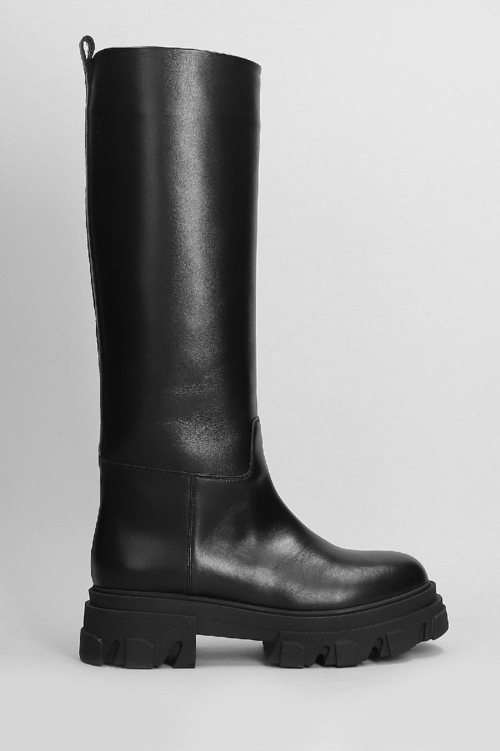 Deliberti Giaborghini Stivali tacco basso perni 07 in pelle nera cod. 403933 - Deliberti The Luxury Shopping