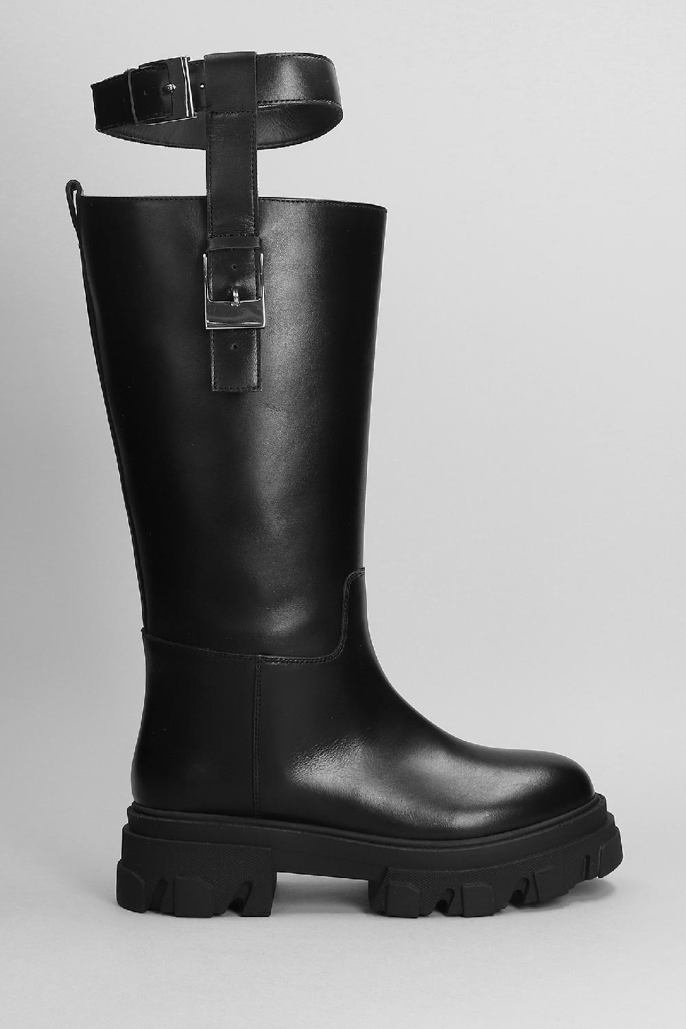 Deliberti Giaborghini Stivali tacco basso themis in pelle nera cod. 403940 - Deliberti The Luxury Shopping