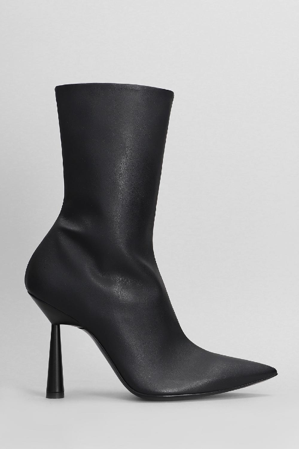 Deliberti Giaborghini Tronchetti tacco alto ros 7 in pelle nera cod. 403937 - Deliberti The Luxury Shopping