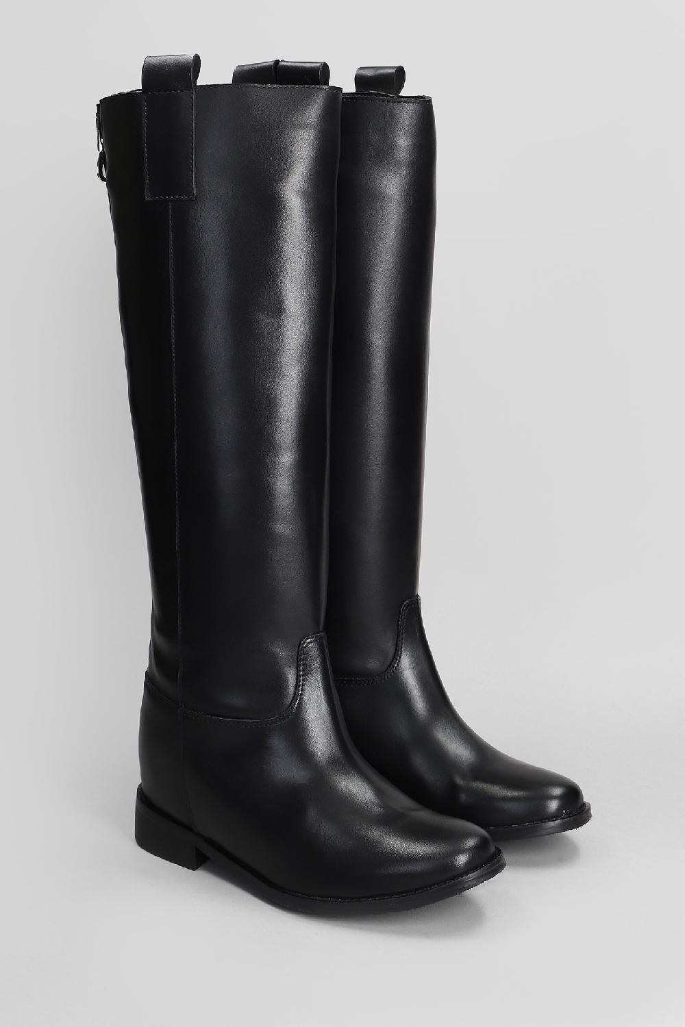 Deliberti Gisel Moire Stivale Zeppa Interna Casablanca In Pelle Nera Cod. 409179 - Deliberti The Luxury Shopping