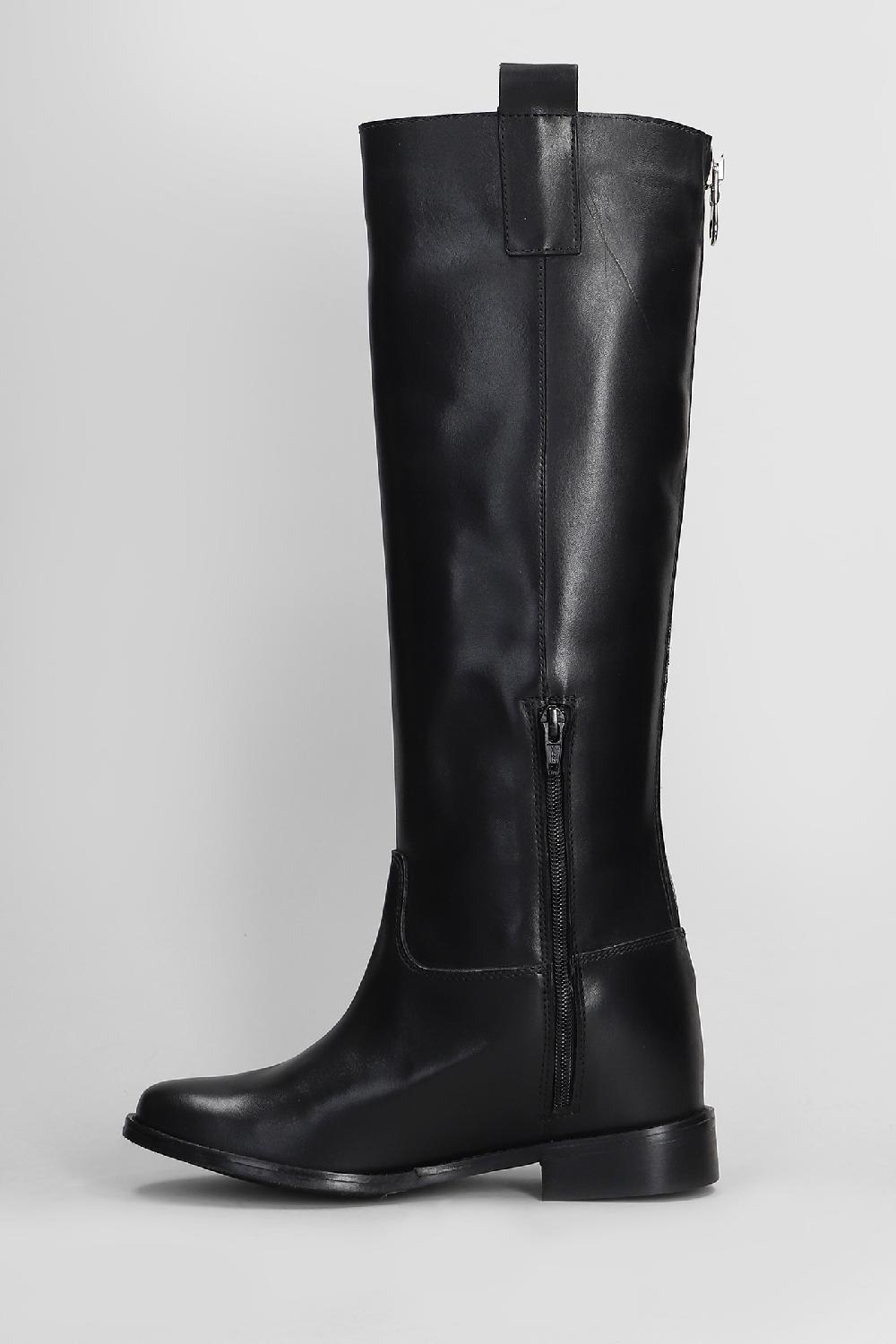 Deliberti Gisel Moire Stivale Zeppa Interna Casablanca In Pelle Nera Cod. 409179 - Deliberti The Luxury Shopping