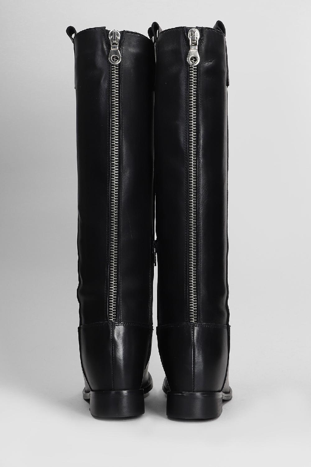 Deliberti Gisel Moire Stivale Zeppa Interna Casablanca In Pelle Nera Cod. 409179 - Deliberti The Luxury Shopping