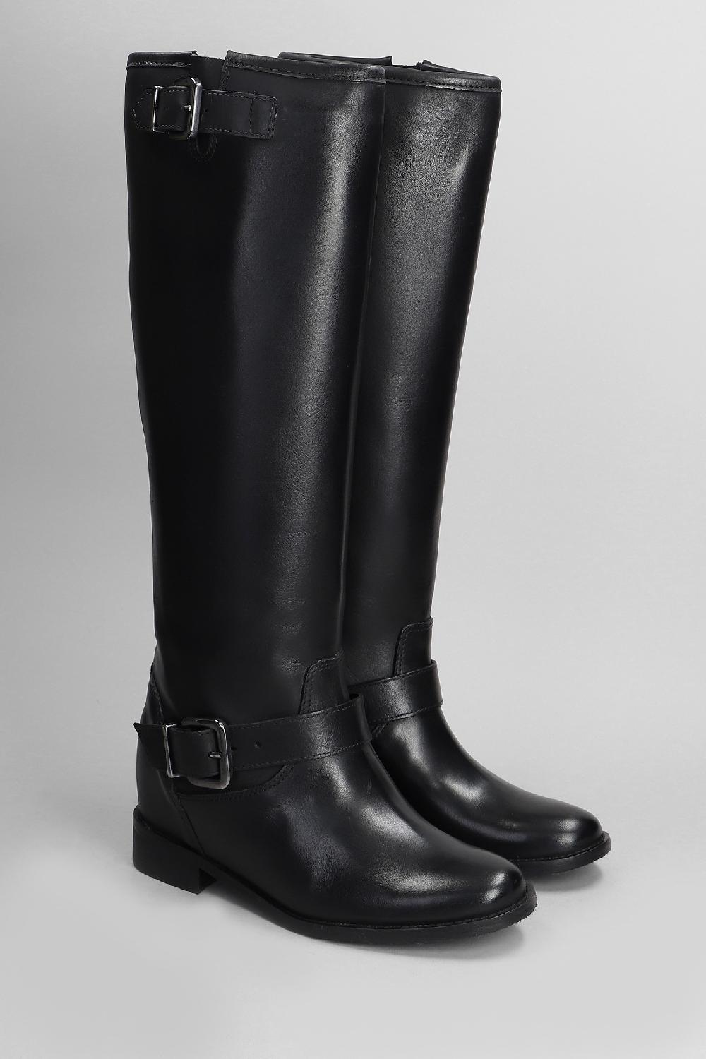 Deliberti Gisel Moire Stivale Zeppa Interna Leila In Pelle Nera Cod. 409182 - Deliberti The Luxury Shopping