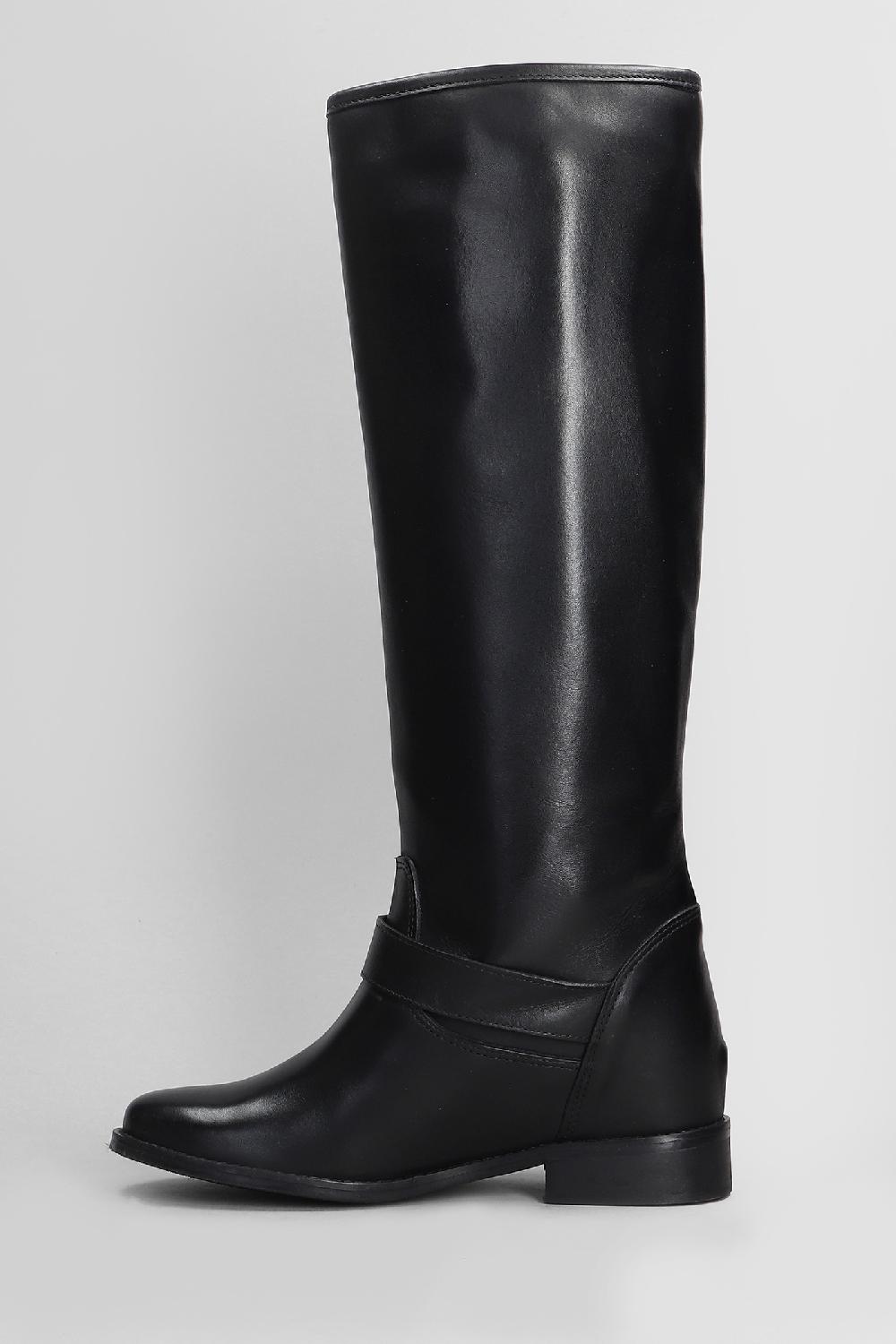 Deliberti Gisel Moire Stivale Zeppa Interna Leila In Pelle Nera Cod. 409182 - Deliberti The Luxury Shopping