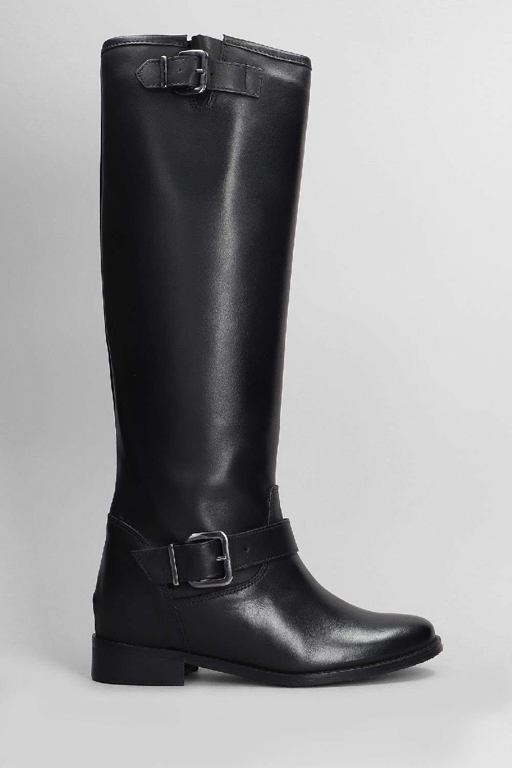 Deliberti Gisel Moire Stivale zeppa interna leila in pelle nera cod. 409182 - Deliberti The Luxury Shopping